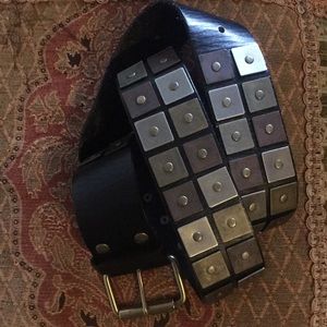 Heavy Genuine Leather Belt decorative squares